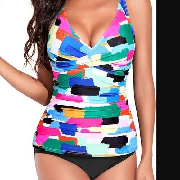 Yonique Brand NWT Size 18W Tummy Control Tankini Swimsuit - Picture 1 of 5